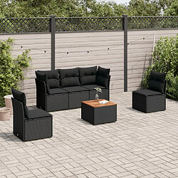 Maison Chic Salon de jardin 6 pcs avec coussins | Ensemble de Table et chaises | Mobilier d'Extérieur noir résine tressée -GKD49248