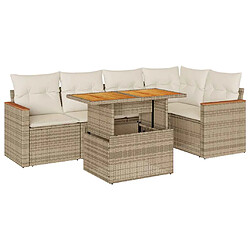 vidaXL Salon de jardin avec coussins 5 pcs beige résine tressée acacia