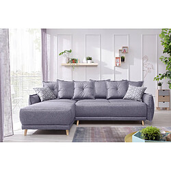 Bestmobilier Lena - canapé d'angle réversible convertible - 4 places - style scandinave Lena - canapé d'angle réversible convertible - 4 places - style scandinave - Gris clair