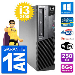 PC Lenovo ThinkCentre M81 SFF Intel i3-2100 RAM 8Go Disque 250Go Windows 10 Wifi - Occasion