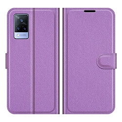 Etui en PU Peau de Litchi avec support violet pour votre Vivo V21 4G