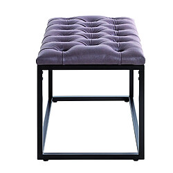 Pegane Tabouret en métal coloris noir et tissu anthracite - Longueur 60 x Profondeur 40 x Hauteur 45 cm