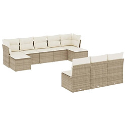 Maison Chic Salon de jardin avec coussins 10 pcs | Ensemble de Table et chaises | Mobilier d'Extérieur beige résine tressée -GKD42054