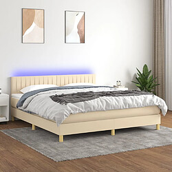 vidaXL Sommier à lattes de lit avec matelas LED Crème 160x200 cm Tissu