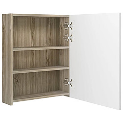 Maison Chic Armoire de salle de bain,Meuble de rangement,Meuble haut à miroir à LED blanc et chêne -GKD672219 pas cher