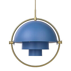 MULTI-LITE-Suspension Métal Ø36cm bleu cyan mat laiton doré câble doré GUBI - designé par Louis Weisdorf