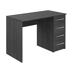 Pegane Bureau en mélamine coloris gris foncé avec 3 tiroirs - Longueur 110 x profondeur 56 x Hauteur 73 cm