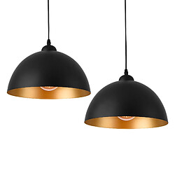 Helloshop26 Lot de 2 lampes à suspension éclairage intérieur hauteur réglable métal diamètre 30 cm noir doré 03_0005761