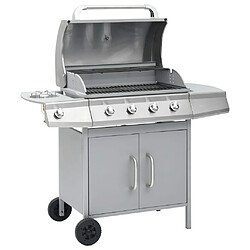 vidaXL Barbecue à gaz 4+1 zones de cuisson Argenté Inox