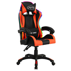 vidaXL Fauteuil de jeux vidéo avec LED RVB Orange et noir Similicuir