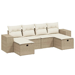 Maison Chic Salon de jardin avec coussins 6 pcs, Ensemble Tables et chaises de jardin, beige résine tressée -GKD355335