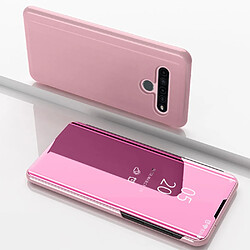 Coque en TPU + PU voir la surface du miroir de la fenêtre avec support or rose pour votre LG K61