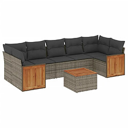 Maison Chic Salon de jardin 8 pcs avec coussins | Ensemble de Table et chaises | Mobilier d'Extérieur gris résine tressée -GKD75858