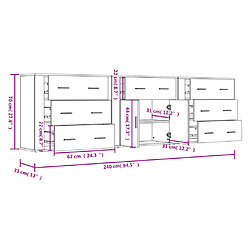 vidaXL Buffets 3 pcs gris béton bois d'ingénierie pas cher