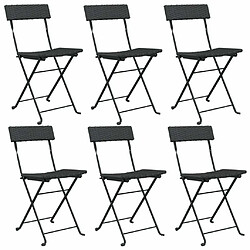 Maison Chic Lot de 6 Chaises de bistrot pliantes Noir Résine tressée et acier -GKD20705