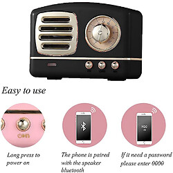 Avis Universal Haut-parleur rétro Bluetooth portable, mini-haut-parleur vintage sans fil avec basse riche, stéréo, micro intégré pour voyager, maison, à l'extérieur