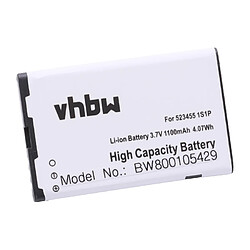 Batterie vhbw 1100mAh (3.7V) pour téléphone portable smartphone Bea-Fon S200, S210 remplace 523455 1S1P.