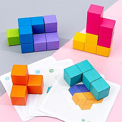 Avis Universal Puzzle coloré en bois puzzle jeu c cube jouet cerveau défi bois empilement