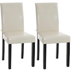 Decoshop26 Lot de 2 chaises de salle à manger design moderne en PVC crème et pieds en bois noir 10_0001549