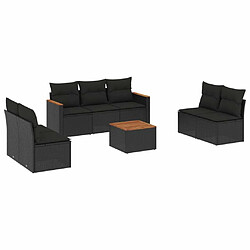 Maison Chic Ensemble Tables et chaises d'extérieur 8 pcs avec coussins,Salon de jardin noir résine tressée -GKD695846