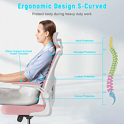 Avis BIGZZIA Chaise de Bureau - Ergonomique Fauteuil avec 2D Accoudoirs, Hauteur Appui-tête Soutien Lombaire Dossier Règalable Rose