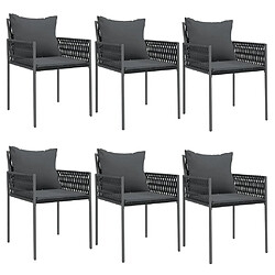 Maison Chic Lot de 6 Chaises de jardin,Fauteuil d'extérieur avec coussins noir 54x61x83 cm rotin -MN92834