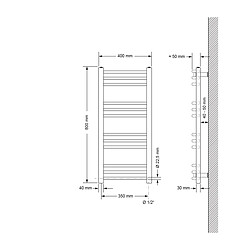 Acheter LuxeBath Radiateur de salle de bain Sahara Raccord latéral sèche-serviettes Blanc 40x80cm