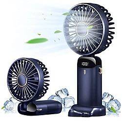 Ventilateur Portable, Ventilateur Portatif Ventilateur Personnel 5000mAh Rechargeable avec 5 Vitesses, Mini Ventilateur à Piles avec Affichage LED-Bleu Foncé