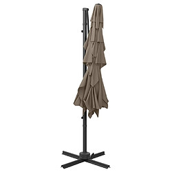 Avis Helloshop26 Parasol à 4 niveaux avec mât en aluminium 250 x 250 cm taupe 02_0008794