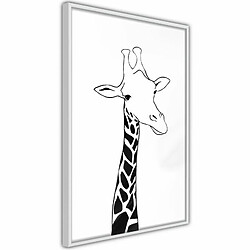 Paris Prix Affiche Murale Encadrée Black and White Giraffe 20 x 30 cm Blanc