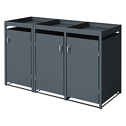 ML-Design Abri pour 3 poubelles 240L acier anthracite 200x80x124 cm conteneur à jardinière 