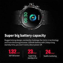 Hm09 Montre Intelligente Écran Hd 1.32 Pouces Bluetooth Appel Fréquence Cardiaque Surveillance De La Pression Artérielle Noir