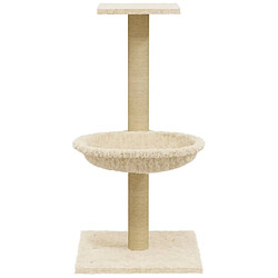 Helloshop26 Arbre à chat meuble tour grimper jouet grattage grattoir escalade plateforme avec griffoir en sisal 74 cm crème 02_0022438