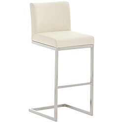 Decoshop26 Tabouret de bar x1 design moderne support en acier inoxydable assise en PVC crème 10_0005319