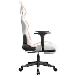 Acheter Maison Chic Chaise de jeu, Chaise gaming de massage avec repose-pied, Fauteuil gamer,Chaise de Bureau Blanc&Rose Similicuir -GKD96840