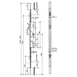 Ferco Crémone barillet 2870 ajustable haut et bas longueur 2030mm