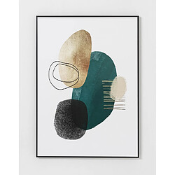 Pegane Ensemble de 2 tableaux imprimés forme verte avec un cadre en bois noir - Longueur 100 x Profondeur 4 x Hauteur 70 cm pas cher