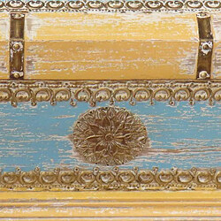 Coffre Alexandra House Living Jaune Bleu Bois de manguier 28 x 27 x 50 cm Style artisanal