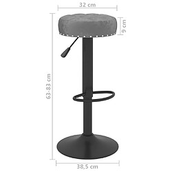 vidaXL Tabourets de bar lot de 2 gris foncé velours pas cher