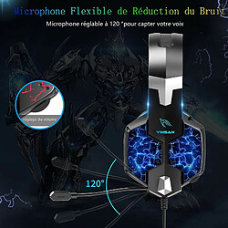 Chrono Casque PS4 Gaming, Casque Gamer Xbox One avec Micro Anti Bruit Casque Gaming RGB LED Lampe Stéréo Basse Microphone Réglable avec Micro 3.5mm Jack pour PC Laptop Tablette Smartphone