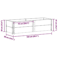 vidaXL Jardinière marron 150x50 cm bois massif de pin pas cher