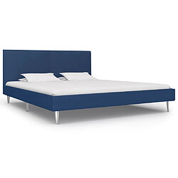 vidaXL Cadre de lit sans matelas bleu tissu 180x200 cm