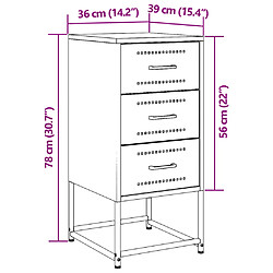 vidaXL Tables de chevet 2 pcs anthracite 36x39x78 cm acier pas cher