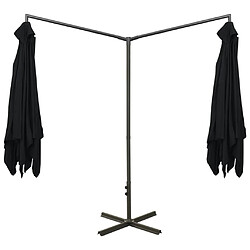 Helloshop26 Parasol double avec mât en acier noir 600 x 300 cm 02_0008428