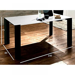 Inside 75 EQUINOX Table repas extensible en verre sérigraphié blanc piétement bois teinté noir