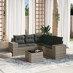 Maison Chic Salon de jardin 6 pcs avec coussins | Ensemble de Table et chaises | Mobilier d'Extérieur gris résine tressée -GKD83468