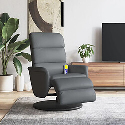 vidaXL Fauteuil inclinable de massage repose-pieds gris similicuir