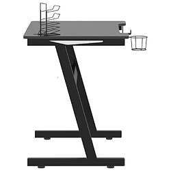 Helloshop26 Bureau table poste de travail meuble d'ordinateur informatique étude de jeu à LED avec pieds en forme de Z 90 x 60 x 75 cm noir 02_0023775 pas cher