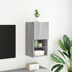 Avis vidaXL Meuble TV avec lumières LED sonoma gris 30,5x30x60 cm