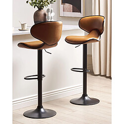 Beliani Tabouret de bar Set de 2 Cuir PU Marron doré CONWAY